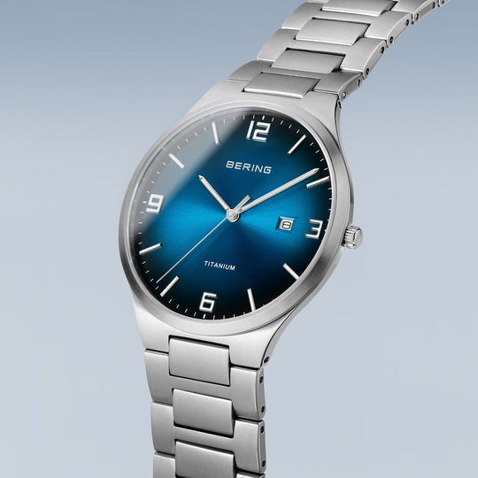 Bering |  Titanium Collection 40mm Blue Dial Titanium Watch