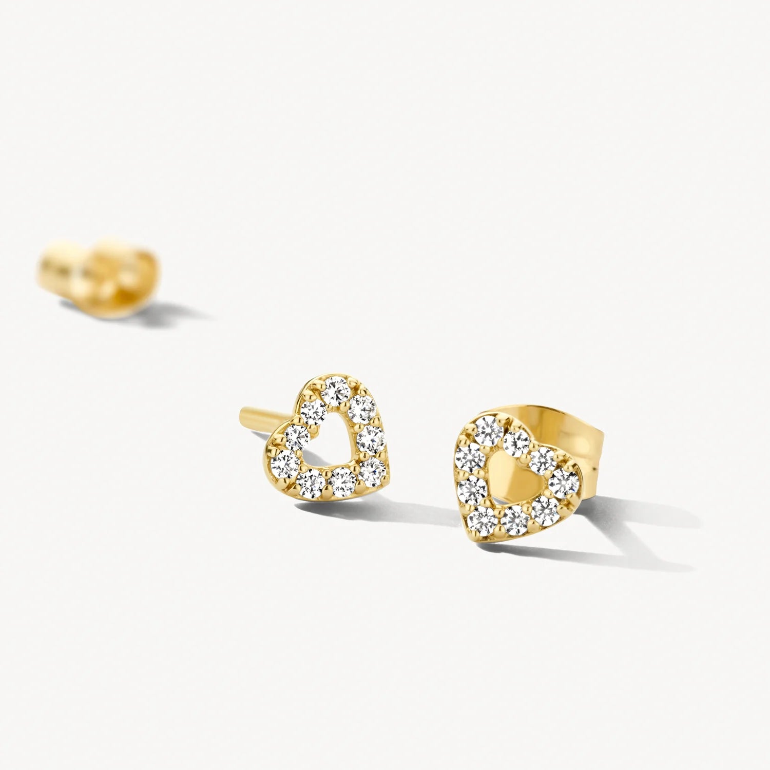 Blush Gold 14K Gold Zirconia Heart Stud Earrings Penman Watch