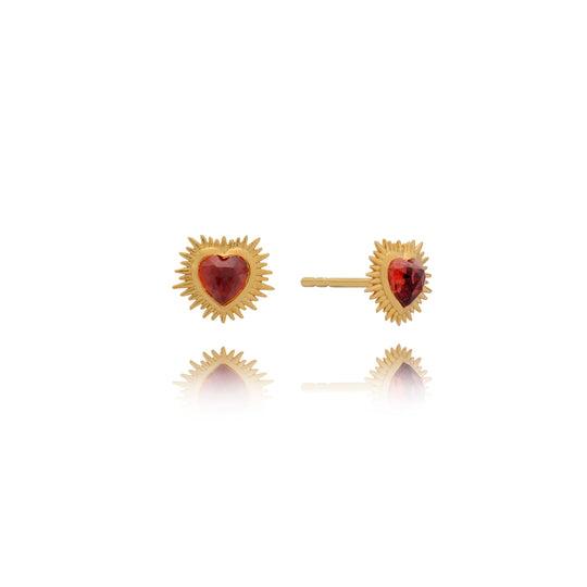 Rachel Jackson | Electric Heart Garnet Stud Earrings