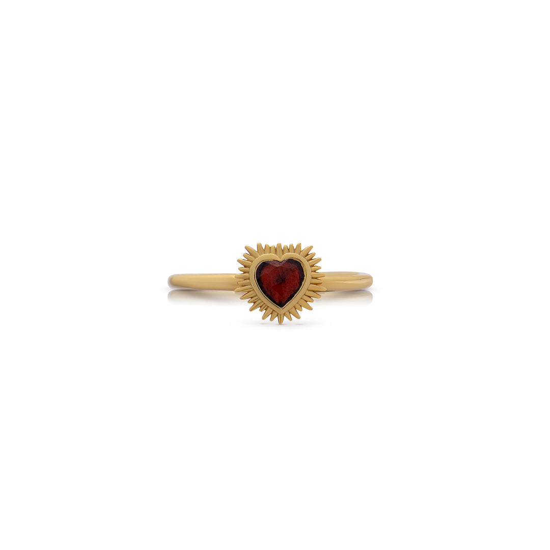 Rachel Jackson | Electric Love Adjustable Mini Heart Garnet Ring