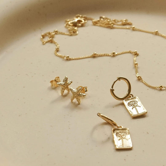 Daisy London |  Starfish Gold Plate Stud Earrings