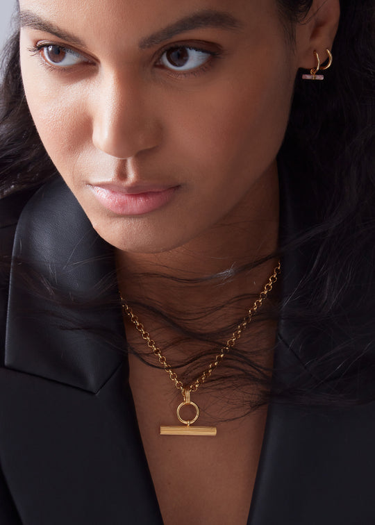 Rachel Jackson | Chunky gold plated T-Bar Necklace