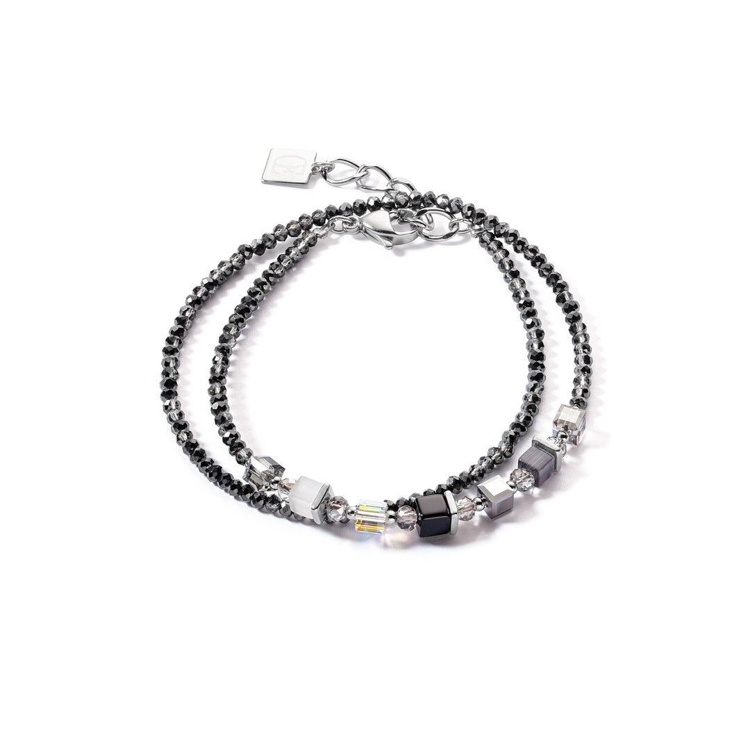 Coeur De Lion | Joyful Colours Wrap Bracelet in Silver & Grey