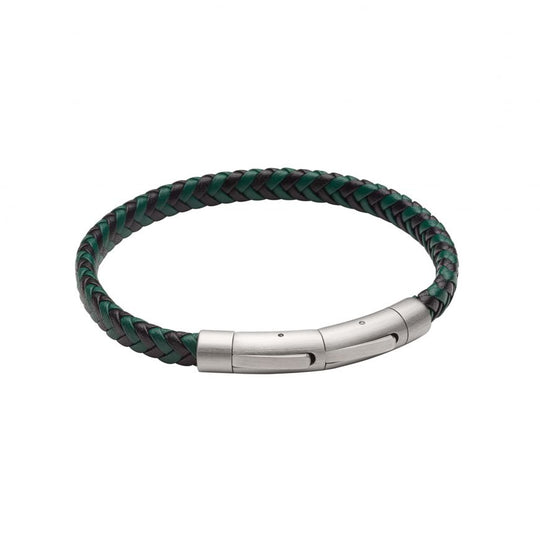 Fred Bennett | Black & Forest Green recycled Leather Bracelet