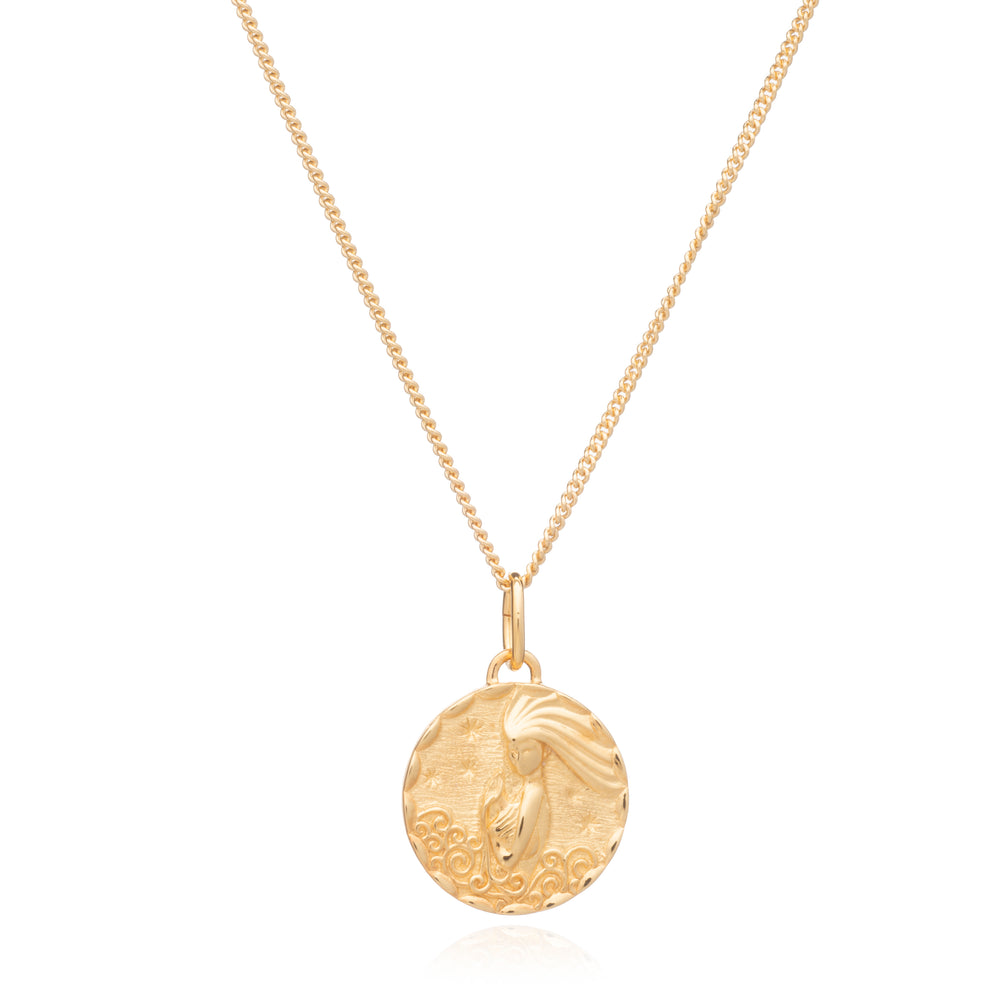 Rachel Jackson |  Zodiac Art - Aquarius - 22ct Gold Plated Sterling Silver Necklace