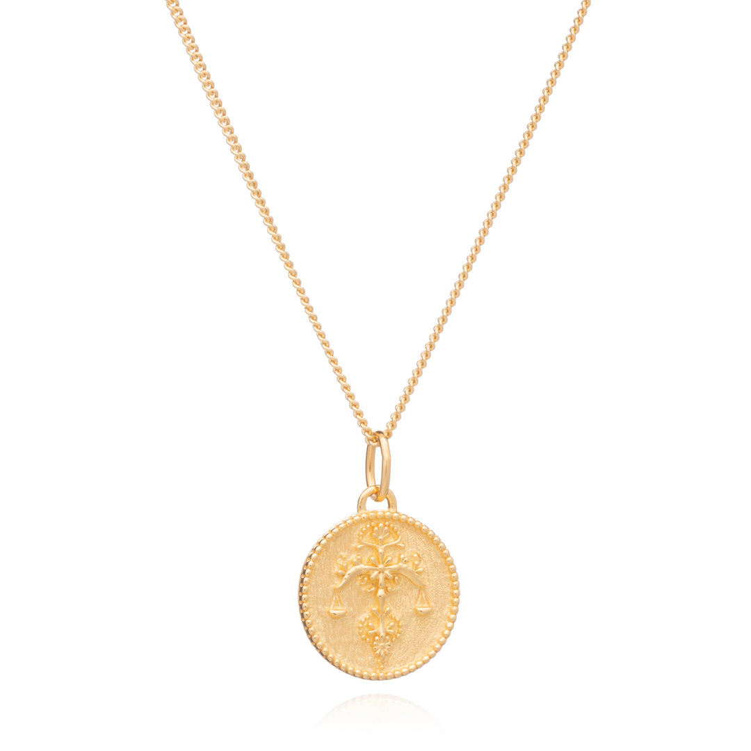 Rachel Jackson |  Zodiac Art - Libra - 22ct Gold Plated Sterling Silver Necklace