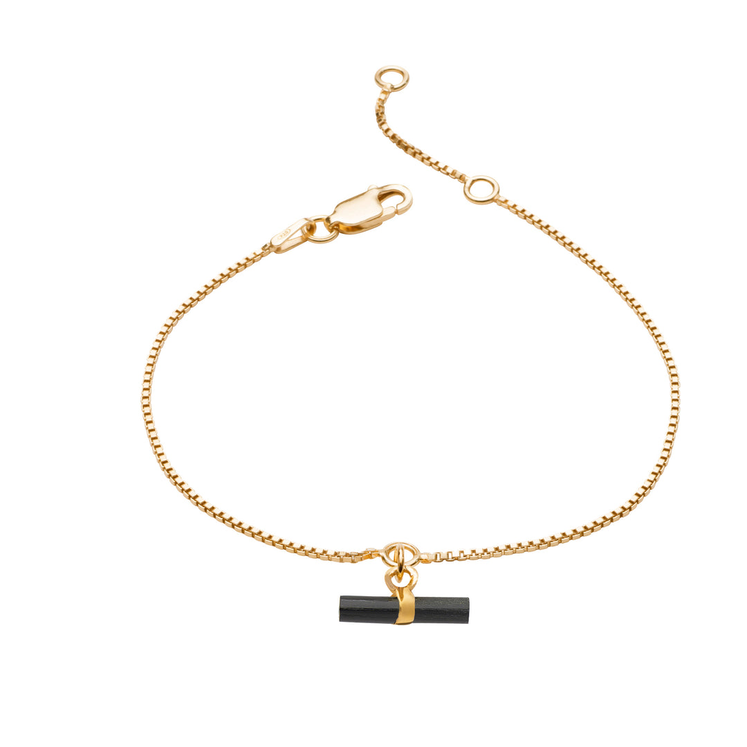 Rachel Jackson |  Mini Onyx T-Bar Gold bracelet