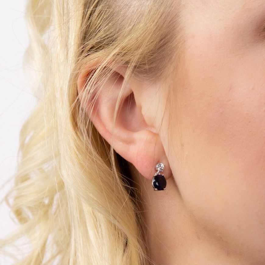 Diamonfire |  Oval Sapphire Drop earrings