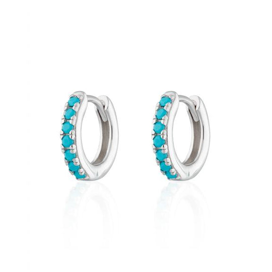 Scream Pretty |  Huggie Hoops with Turquoise stones Sterling Silver Earrings