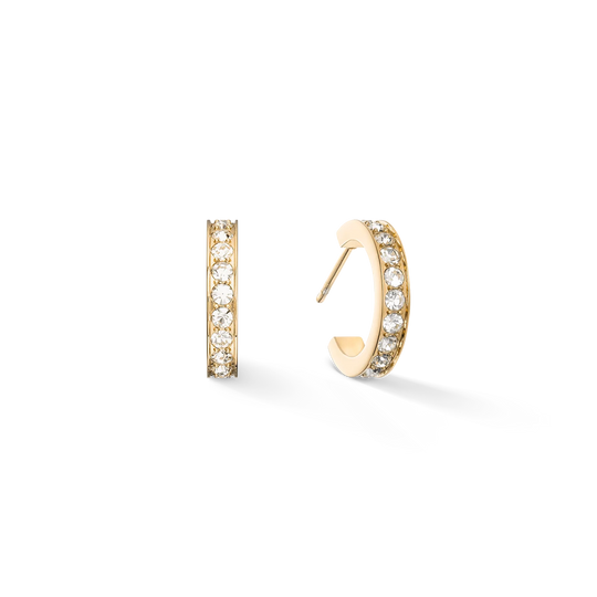 Hoop earrings 15 stainless steel & crystals gold crystal