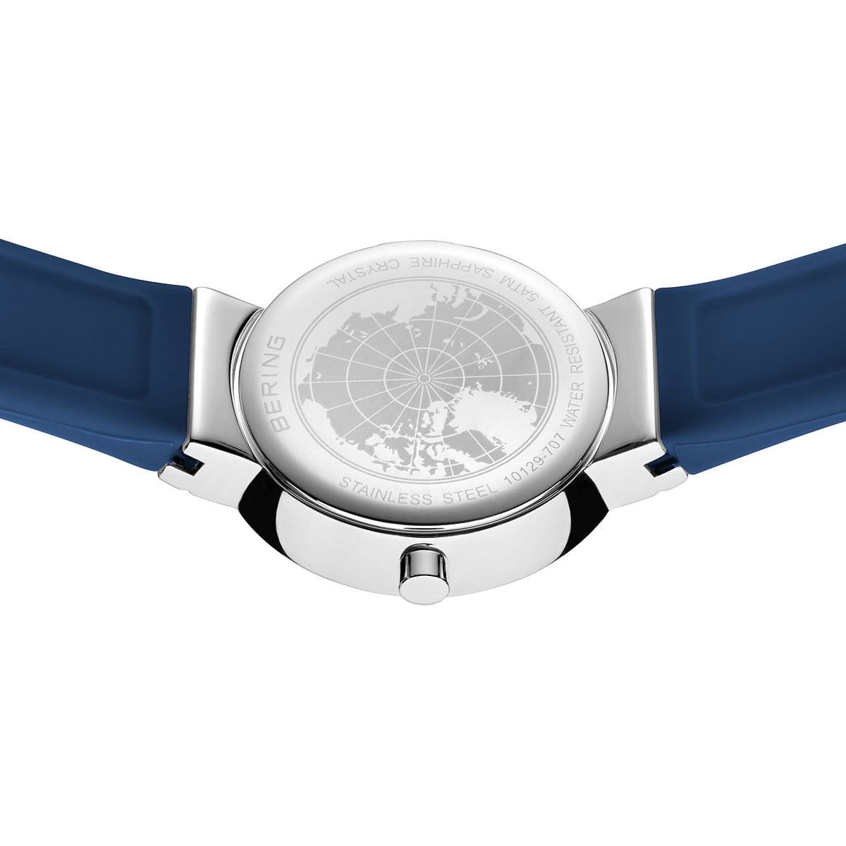 Bering | Classic Polished Navy Silicone Watch