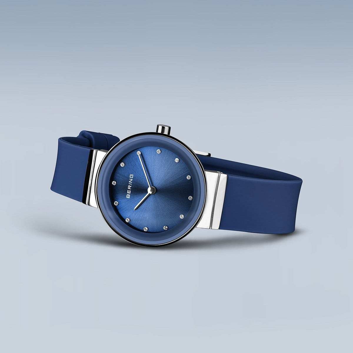 Bering | Classic Polished Navy Silicone Watch