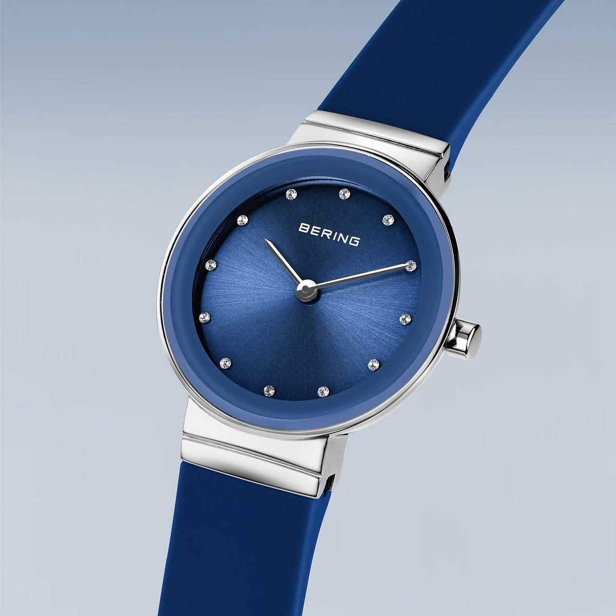 Bering | Classic Polished Navy Silicone Watch