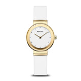 Bering | Classic Polished Gold & White Silicone Watch