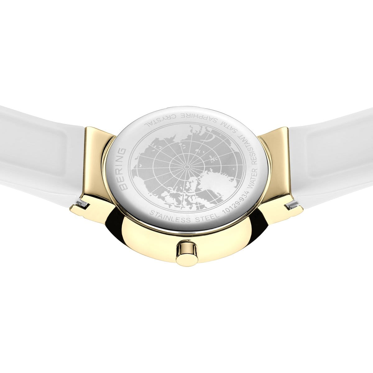 Bering | Classic Polished Gold & White Silicone Watch