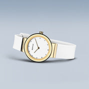 Bering | Classic Polished Gold & White Silicone Watch