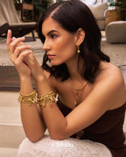 ChloBo | Gold Dainty Moon Cut Sparkle Hamsa Bracelet