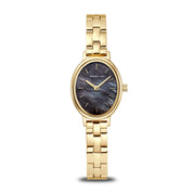 Bering | Polished Gold & Black Oval Watch