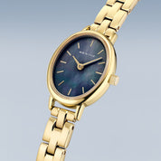 Bering | Polished Gold & Black Oval Watch