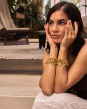 ChloBo | Gold Dainty Moon Cut Sparkle Star Bracelet