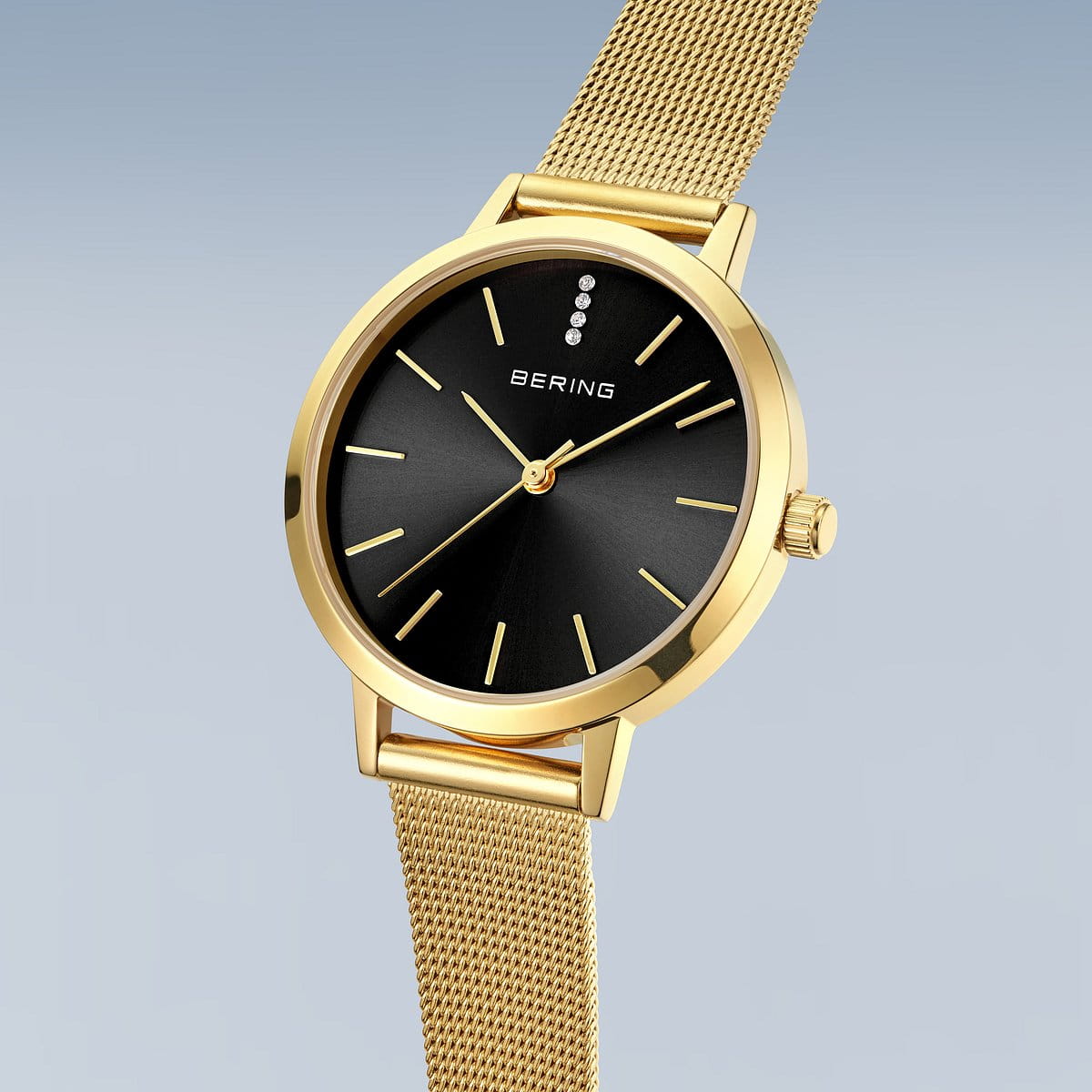 Bering | Classic Polished Gold & Black watch
