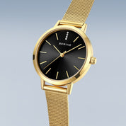 Bering | Classic Polished Gold & Black watch