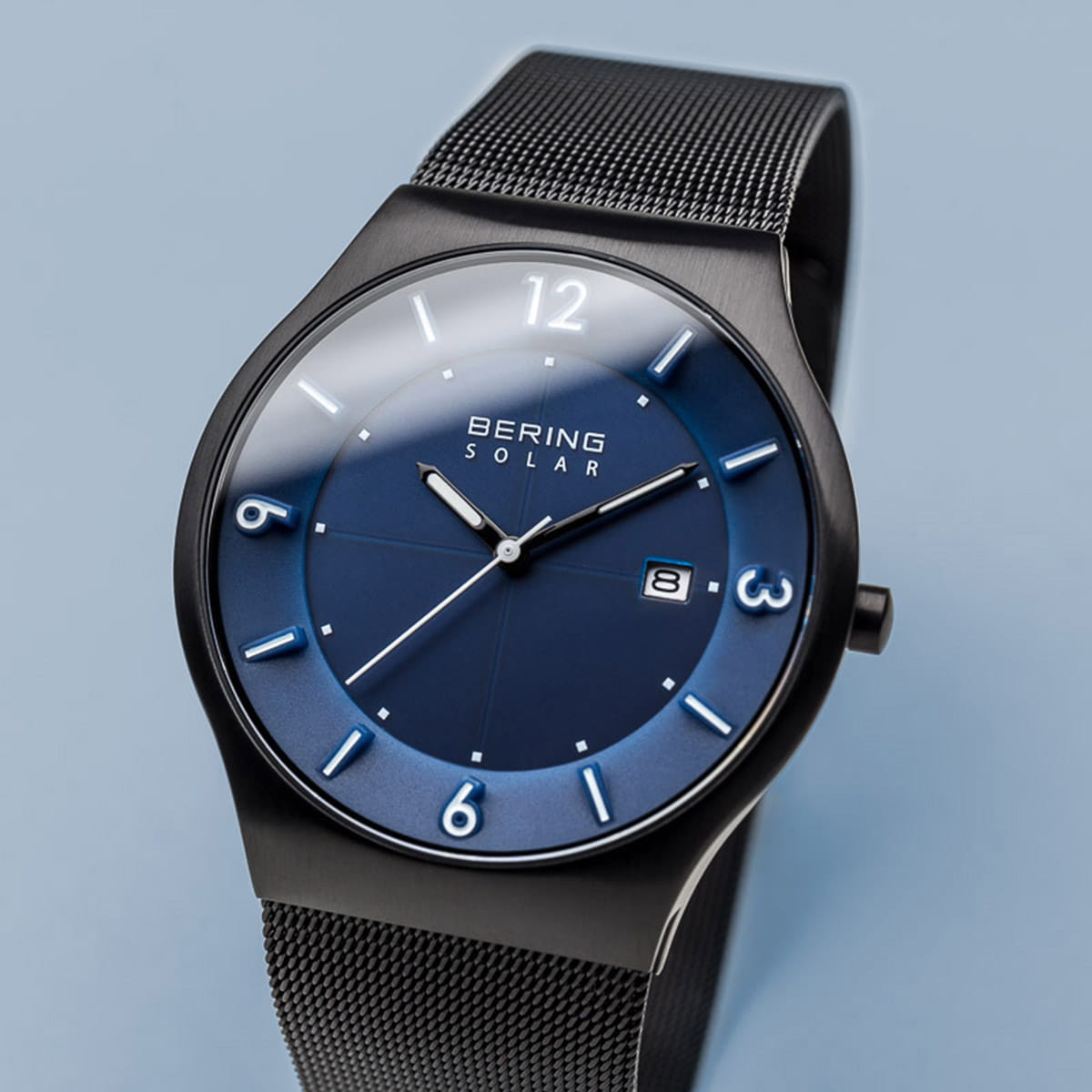 Bering |  40mm Solar Powered Milanese Black watch