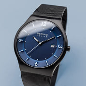 Bering |  40mm Solar Powered Milanese Black watch