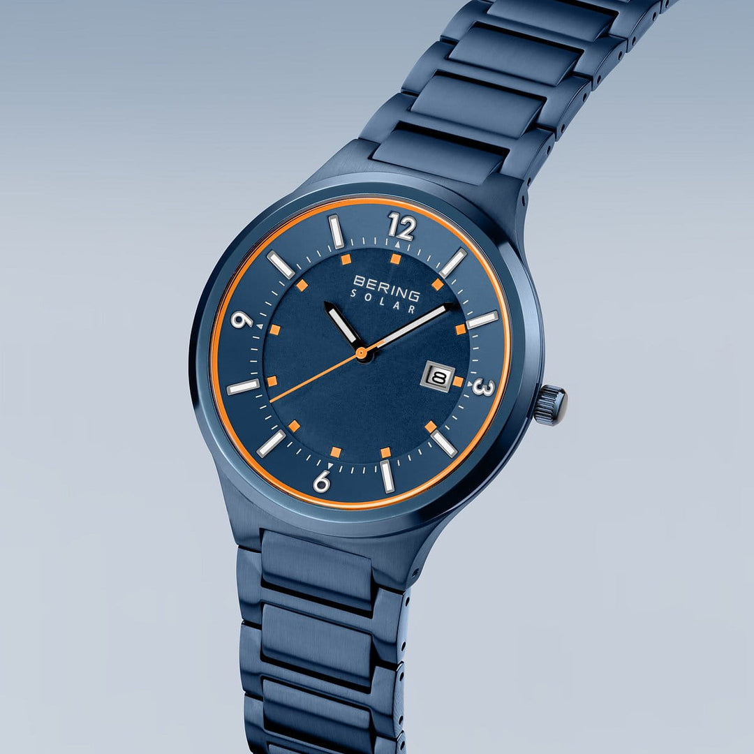 Bering | Polished Blue Solar Powered Watch
