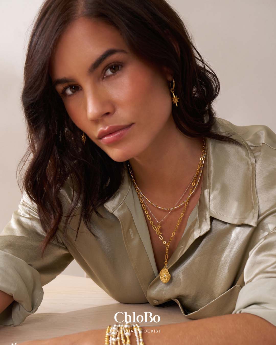 ChloBo | Gold & Silver Delicate Cube Starry moon Necklace