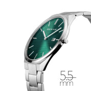 Bering | Silver & Green Polished 47mm Watch