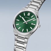 Bering | Silver classic Green Dial 45mm Watch