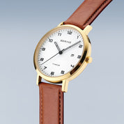 Bering | Titanium & Leather 34mm Number dial