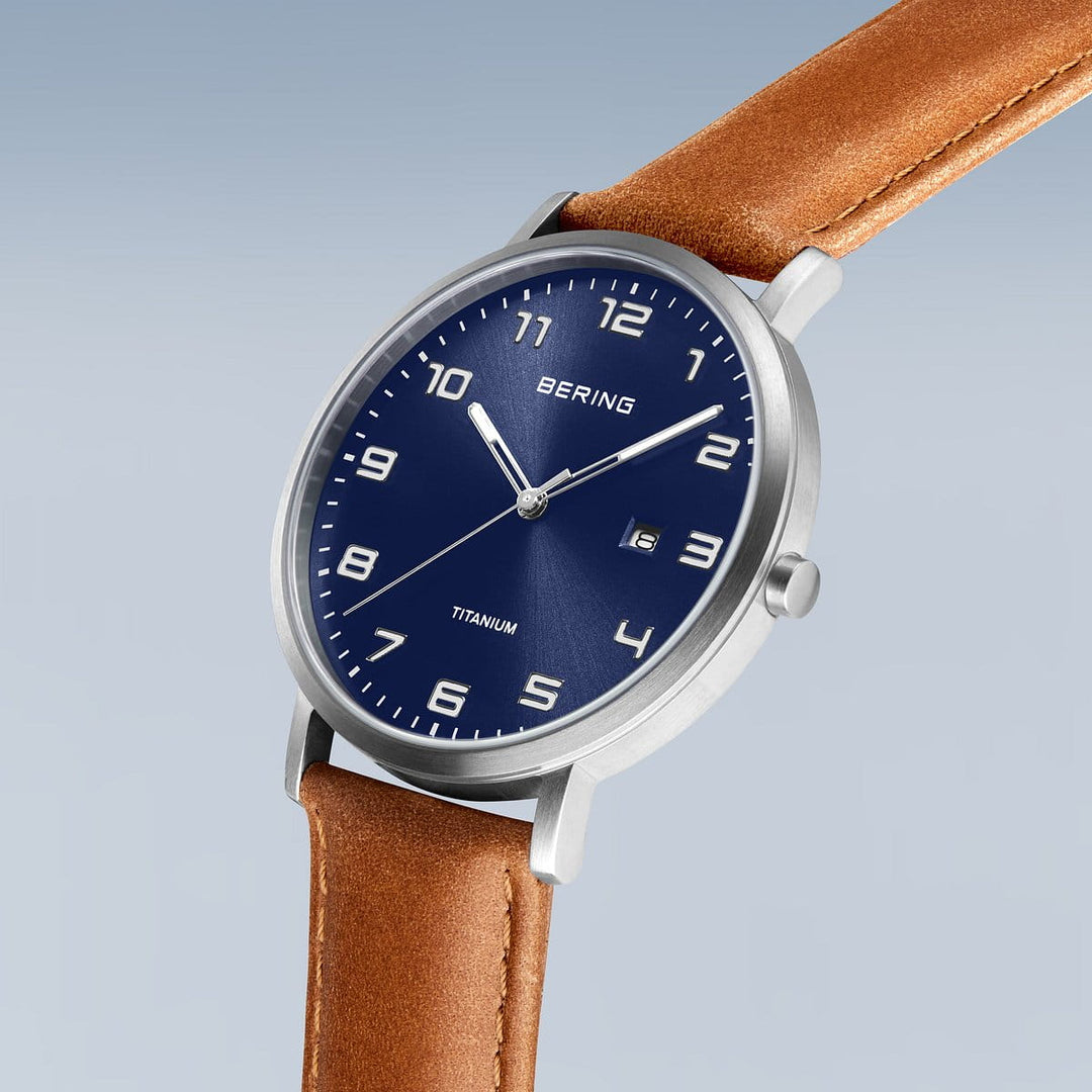 Bering |  Titanium Collection 40mm Leather Watch