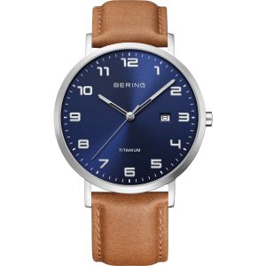 Bering |  Titanium Collection 40mm Leather Watch