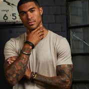 Fred Bennett | Black Leather Lava bead bracelet