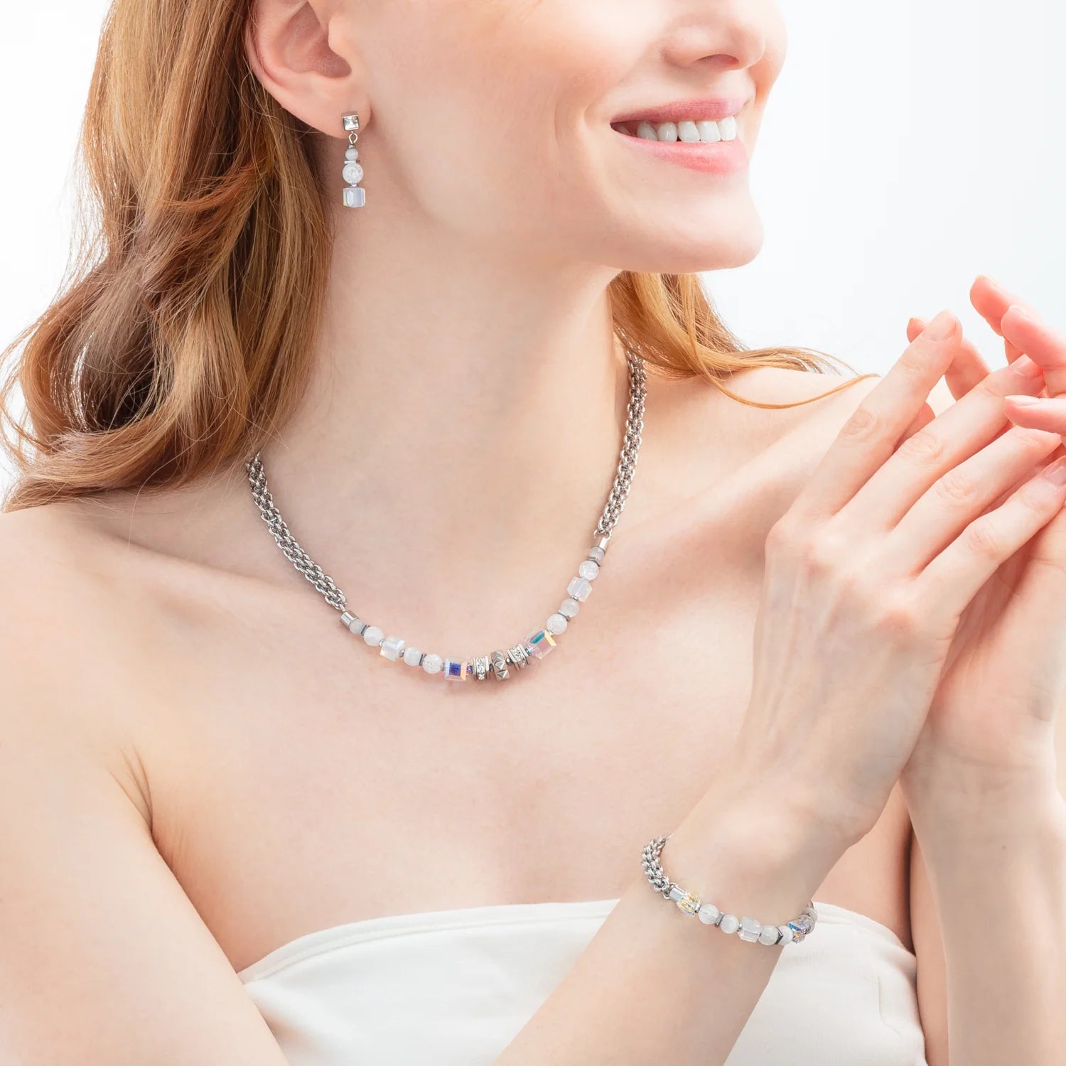 Coeur De Lion | Nexus Cube Bracelet in Silver + White