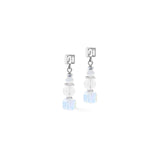 Coeur De Lion | Nexus Cube Earrings in Silver + White