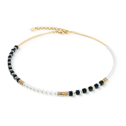Coeur De Lion | Precious Fusion Offset necklace in Black & Pearl