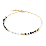 Coeur De Lion | Precious Fusion Offset necklace in Black & Pearl