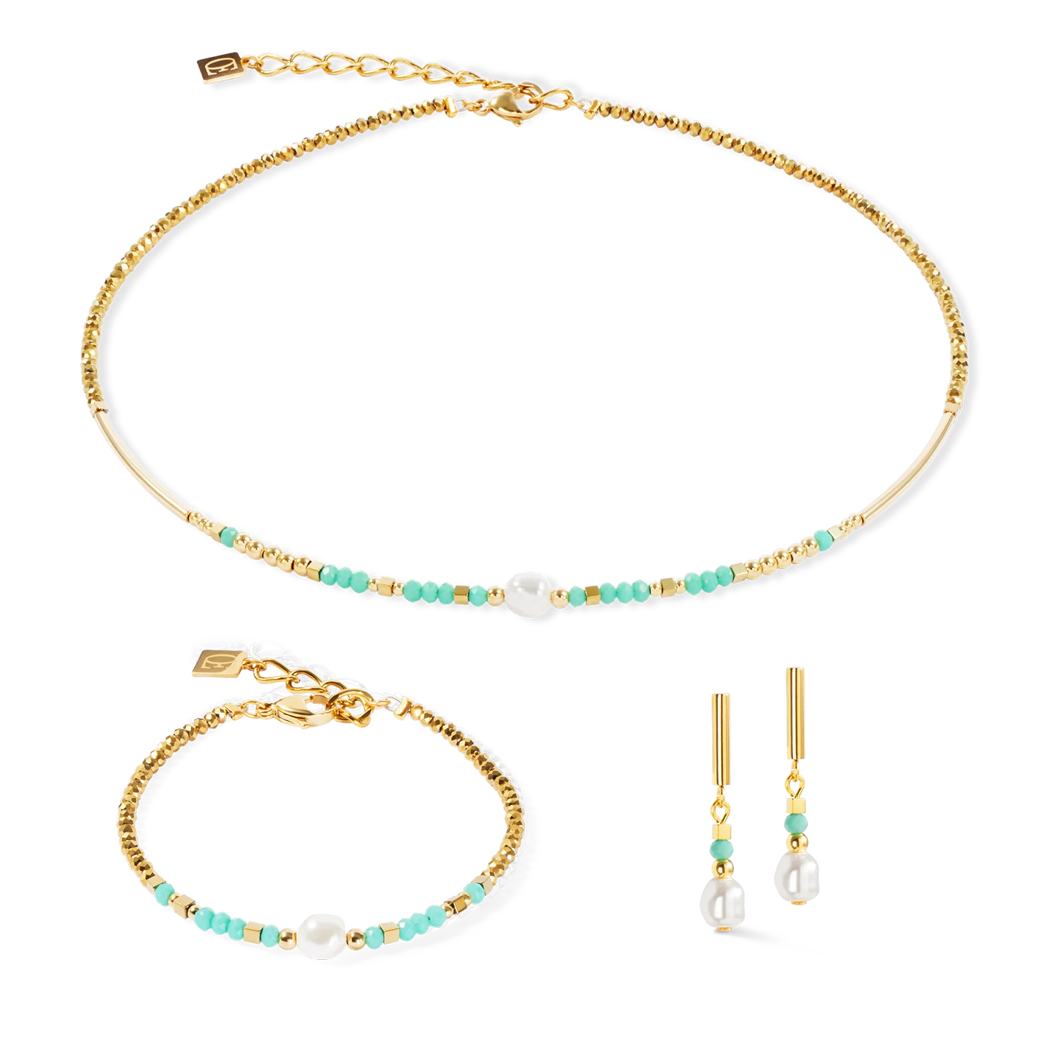 Coeur De Lion | Lagoon Necklace in Pearl & Mint Green