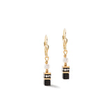 Coeur De Lion | Sparkling Princess Earrings in Black & Gold