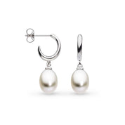 Kit Heath |  Coast Pebble Pearl Drop Semi Hoop Earring