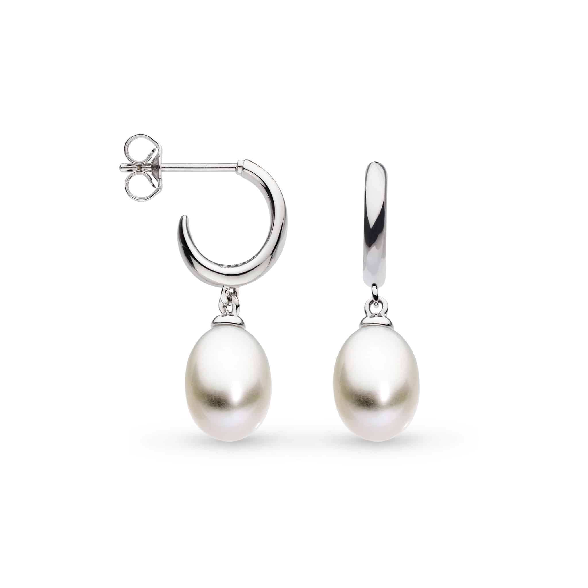 Kit Heath |  Coast Pebble Pearl Drop Semi Hoop Earring