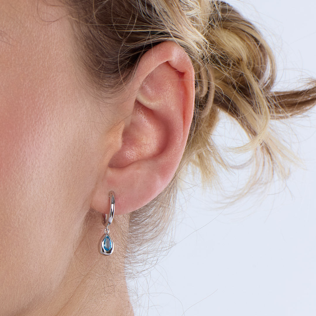 Kit Heath | Coast Pebble Swiss Blue Topaz Hoop Earrings