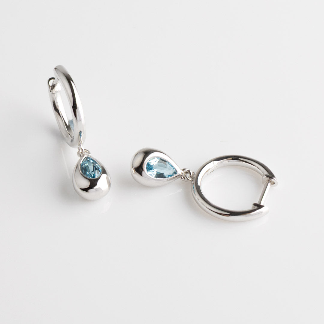 Kit Heath | Coast Pebble Swiss Blue Topaz Hoop Earrings
