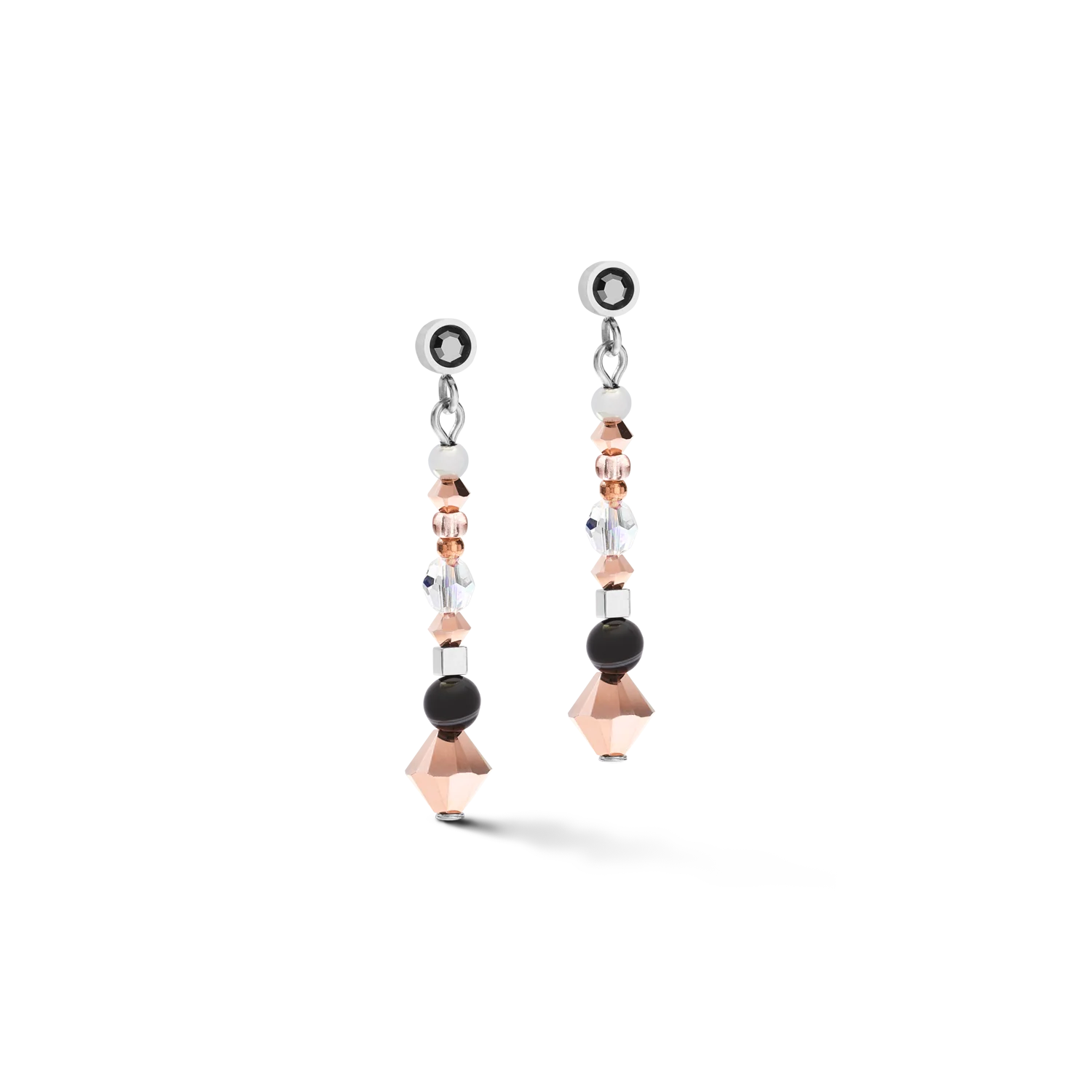 Coeur De Lion | Amulet Earrings in Crystal & Striped Onyx