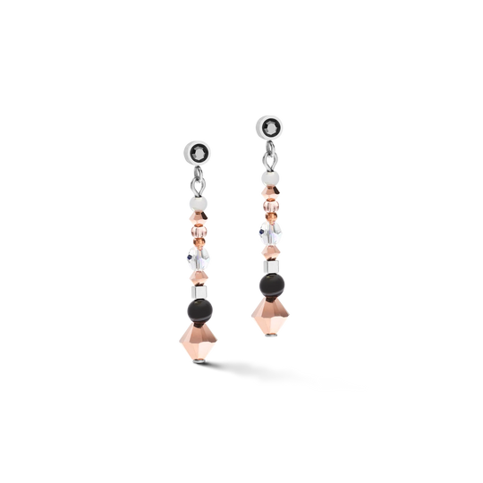 Delicate Drop Earrings in Rose Pink & Silver