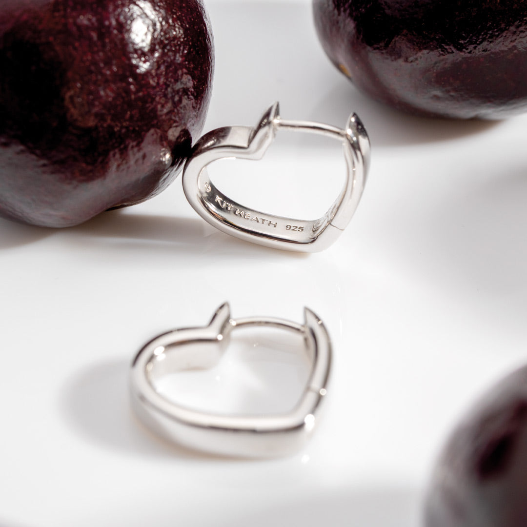 Kit Heath | Love Silver Heart Hoop Earrings