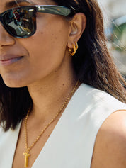 Rachel Jackson | Large Bevelled Hexagon Gold Plate Hoops